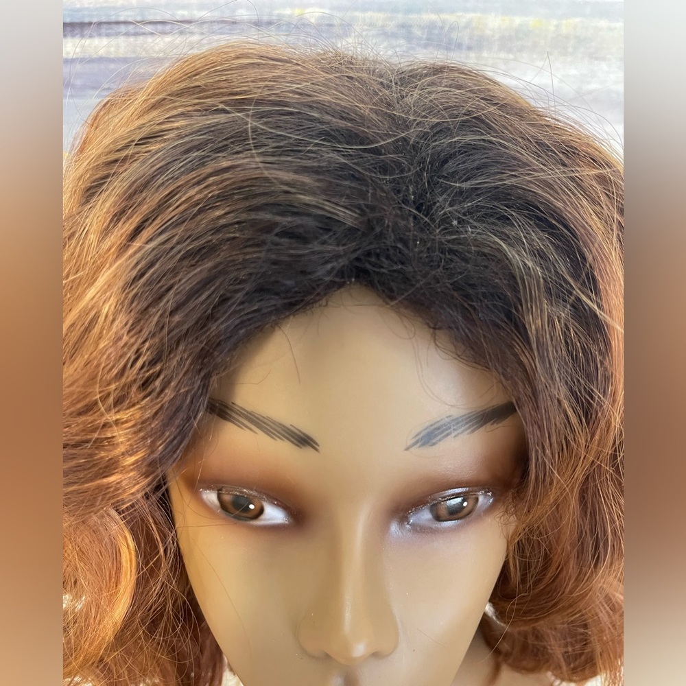 HAIR, 14” Wavy Bob, Free Part, Ombre Brown/Copper/Rust/Auburn - Picture 6 of 11